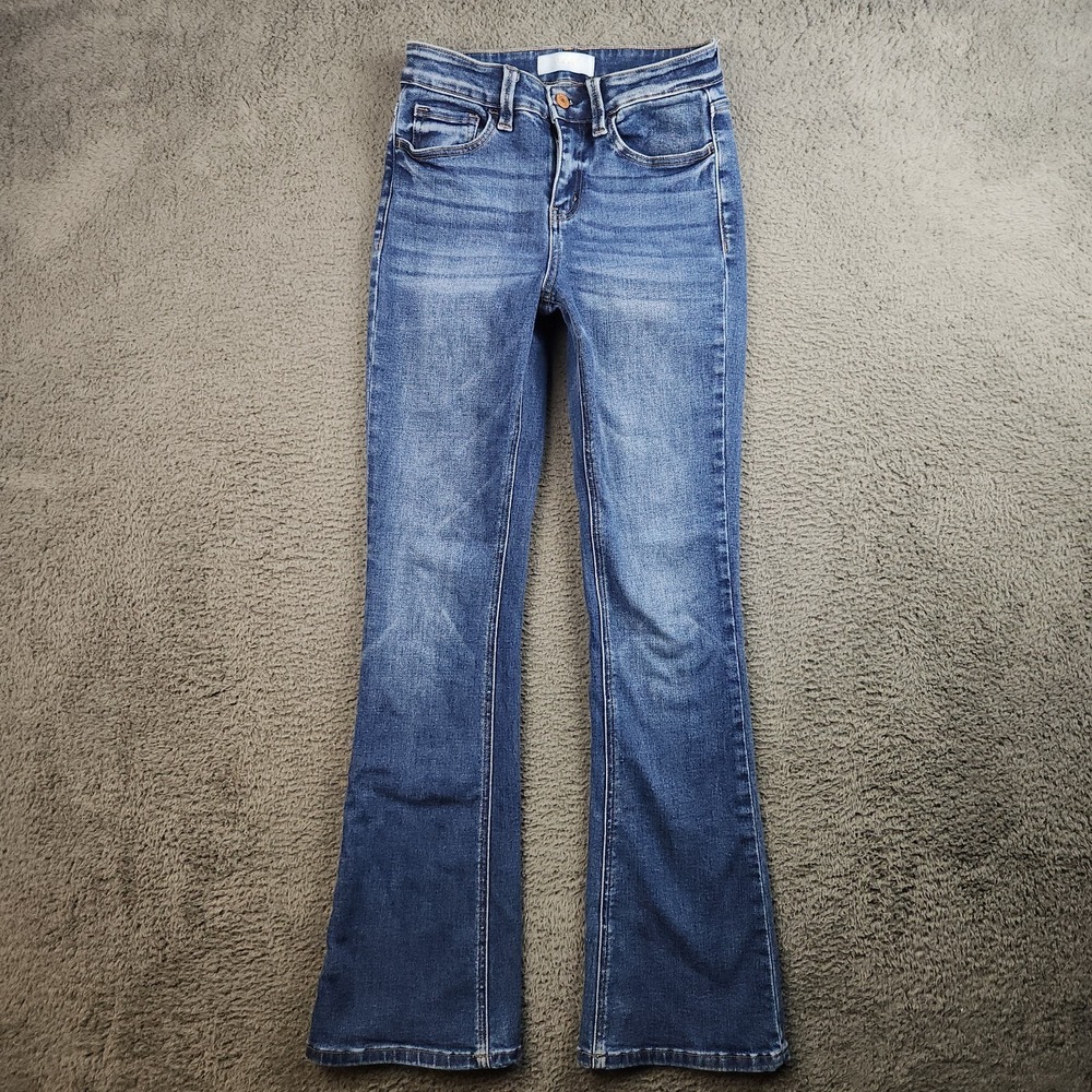 Vervet High Rise Bootcut Jeans Womens 25x31 Blue Comfort Stretch Denim Whiskered